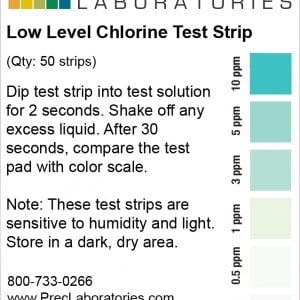 Low Level Chlorine Test Strip, 10ppm