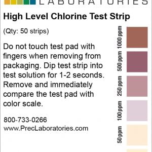 High Level Chlorine Test Strip, 1000ppm