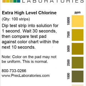 Extra High Level Chlorine Test Strip, 10000ppm