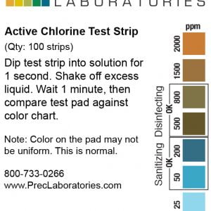Active Chlorine Test Strip, 2000ppm