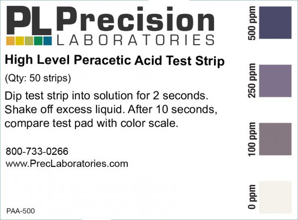 Peracetic Acid Test Strip, 500ppm