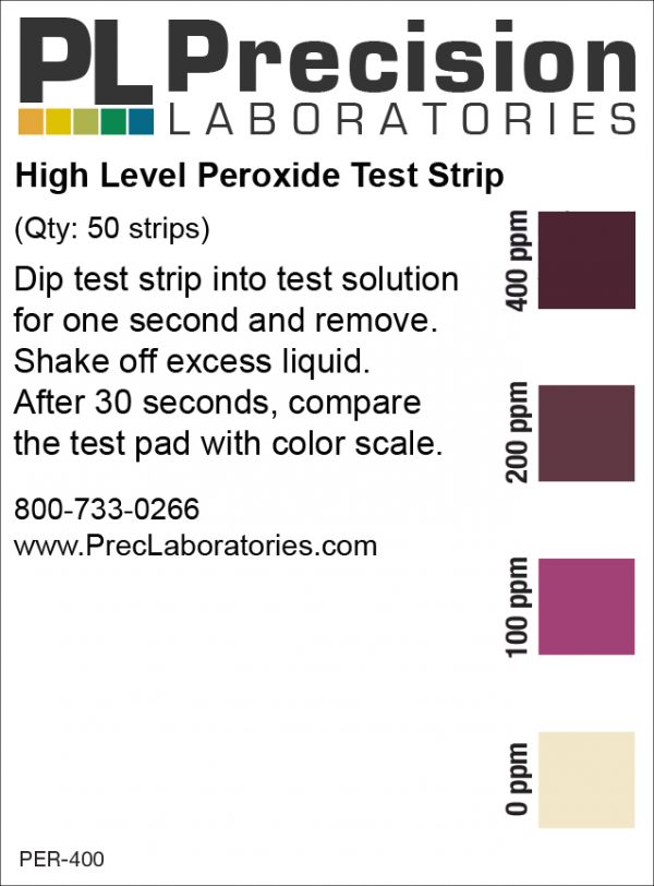 Peroxide Test Strip, 400ppm