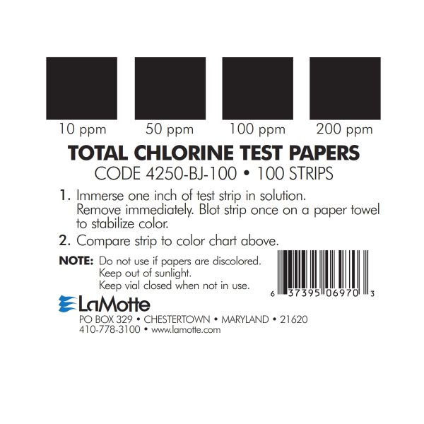 Total Chlorine Test Papers